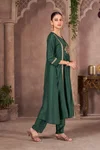 Green Chinnon Ladies Kurti With Bottom Dupatta
